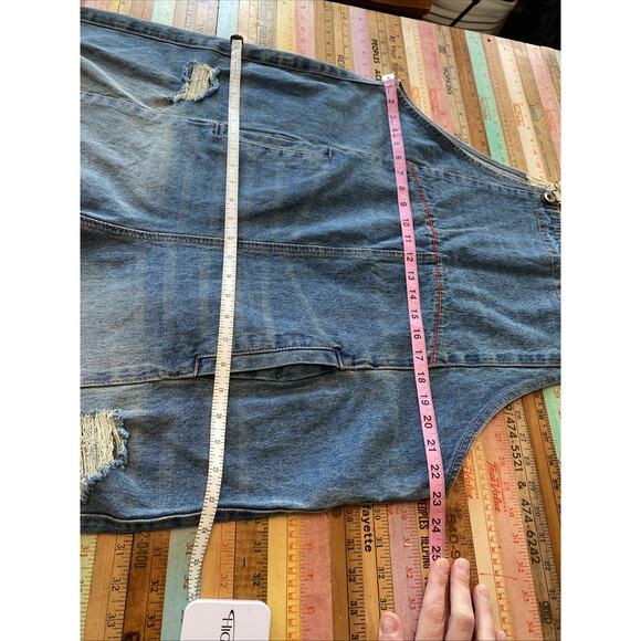 Yesno 1X XL Denim Jean Plus Overalls Bohemian Distress Crop Festival Farm Boho - Picture 6 of 9